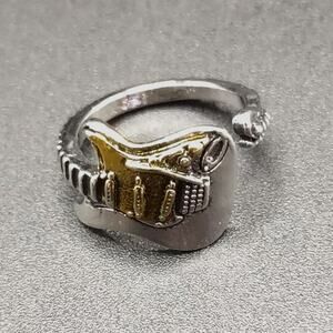 Sterling Silver Plated Guitar Ring Music Rock & Roll Anniversary Birthday Gift
